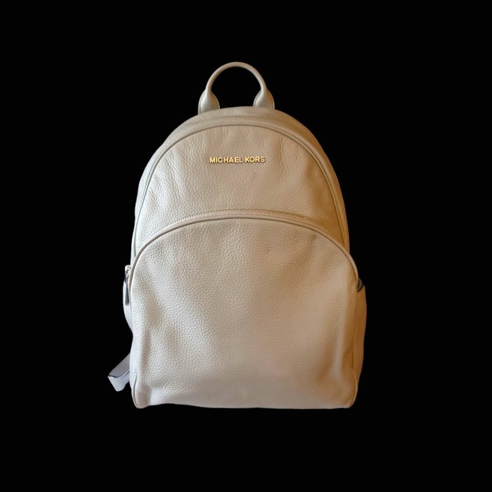 Michael Kors Large Abbey Backpack, Pearl Grey, Pebble Leather, Used